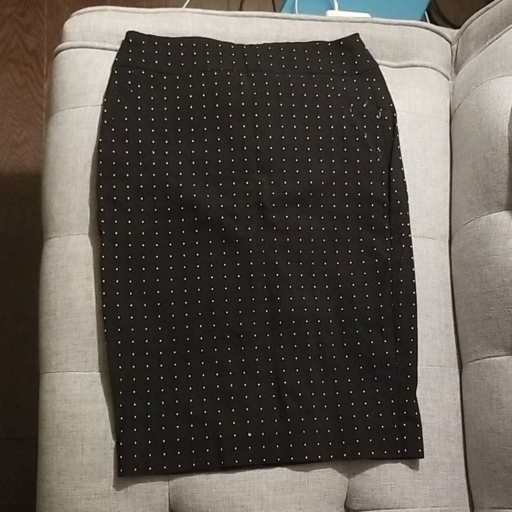 Polka dot black pencil skirt